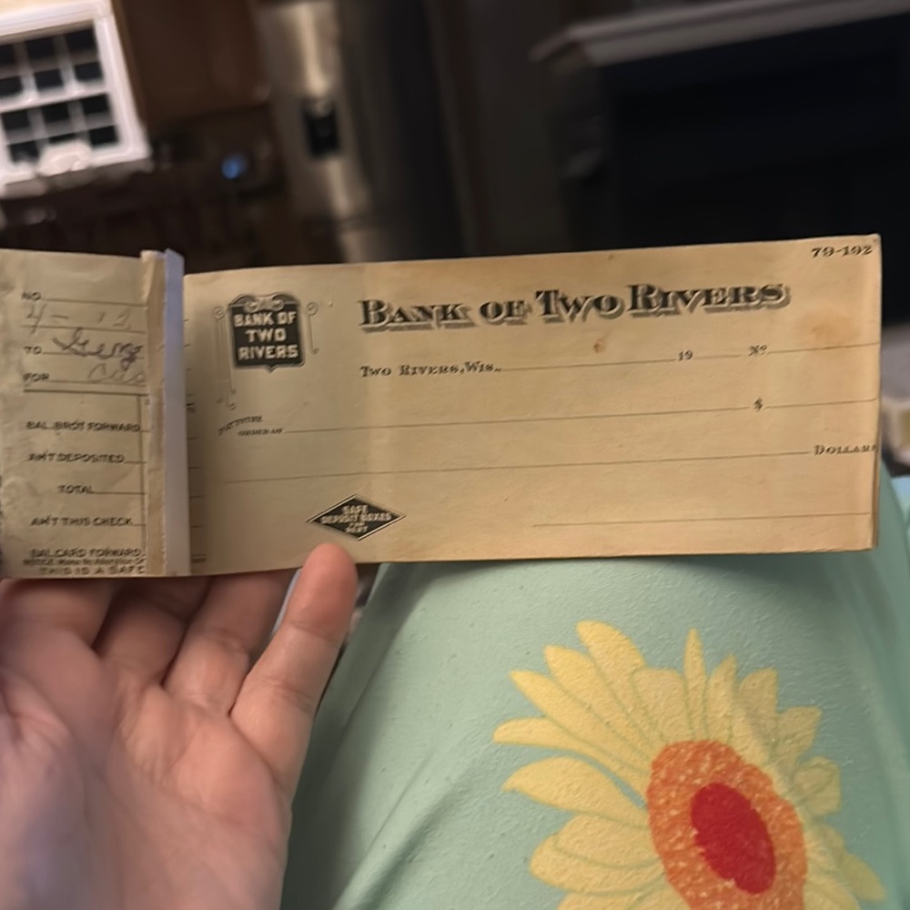 Antique Bank of Two Rivers Checkbook 1919